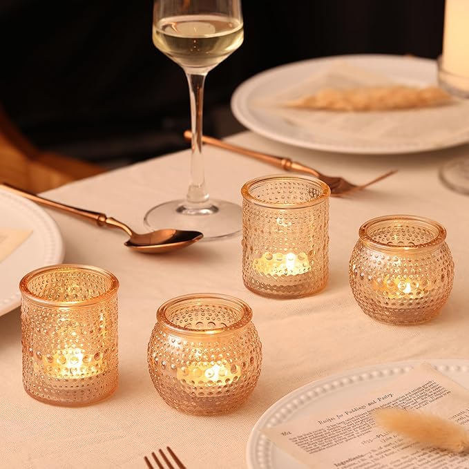 16 Pcs Assorted Gold Votive Candle Holders- Gold Candle Holders for Christmas Table Decorations, Glass Tealight Candle Holder for Thanksgiving, Fall, Wedding Table Centerpieces