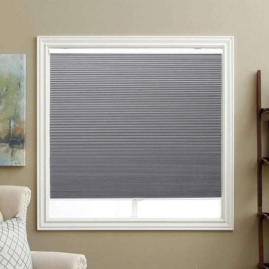 100% Blackout Window Shade, Cordless Cellular Blinds, 24" W x 36" H, Cool Silver (Blackout)