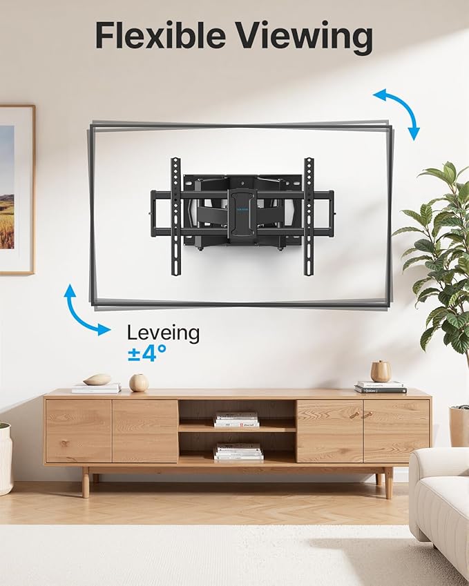 USX STAR Full Motion TV Wall Mount for 37-85 Inch TVs Mounts Up to 132lbs, Fit 16" Wood Stud, Max VESA 600x400mm, Swivel and Tilt Articulating Wall Mount TV Bracket,Fit Most 55+ 65 70 75 inch TVs