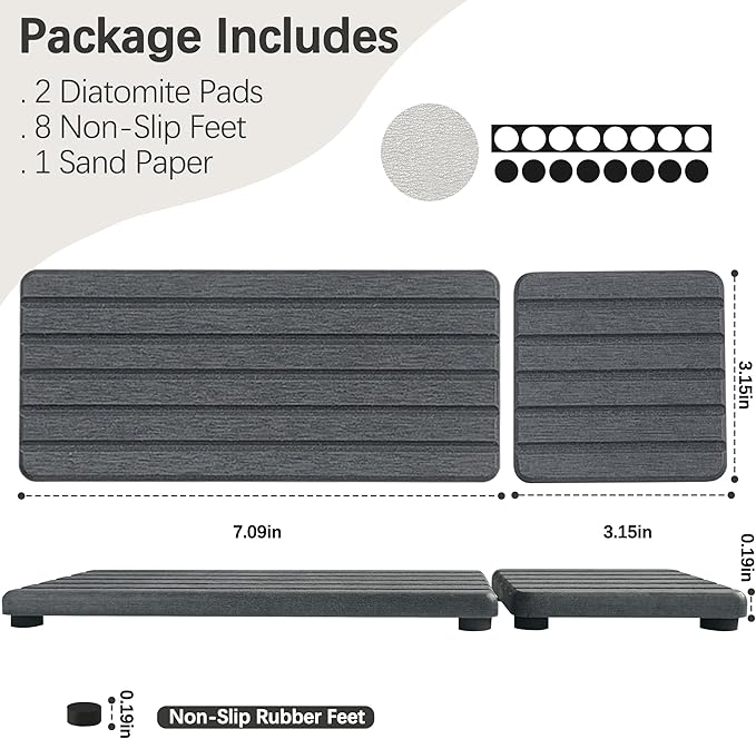 Set of 4 Water Absorbent Diatomite Coasters, Diatomaceous Earth Kitchen Soap Dish, Bathroom Trays, Water Absorbing Stone Used for Hand Soaps & Plants & Toiletries in The Modern Home