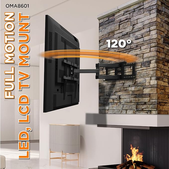 ProMounts Articulating/Full Motion TV Wall Mount, Tilt Swivel Wall Mount Bracket for Most 50-110 Inch, Corner TV Mount for Curved, Flat Screen, LED, LCD, OLED, Plasma TVs, Holds up to 132 lbs.