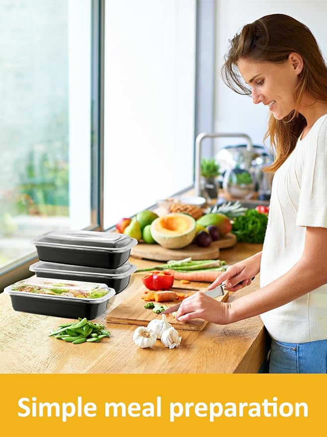 40 Sets 38oz Meal Prep Container - Reusable Plastic Food Storage Containers with Lids, Fits Microwave, Freezer and Dishwasher Safe