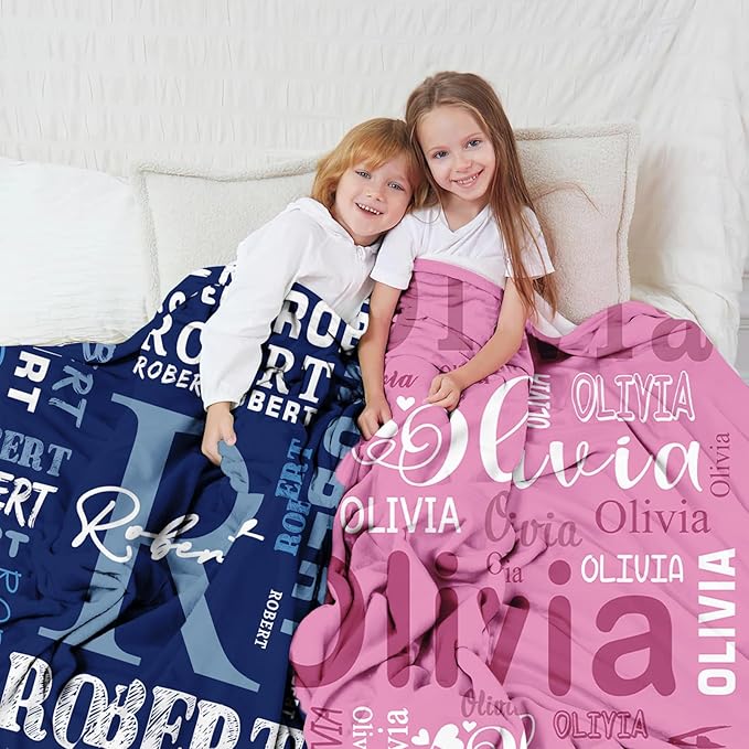 Ships Next Day, Personalized Blanket for Teen Boys Girls, Custom Blanket with Name Customized Flannel Throw Christmas Birthday Blanket Gifts for Kids or Adult