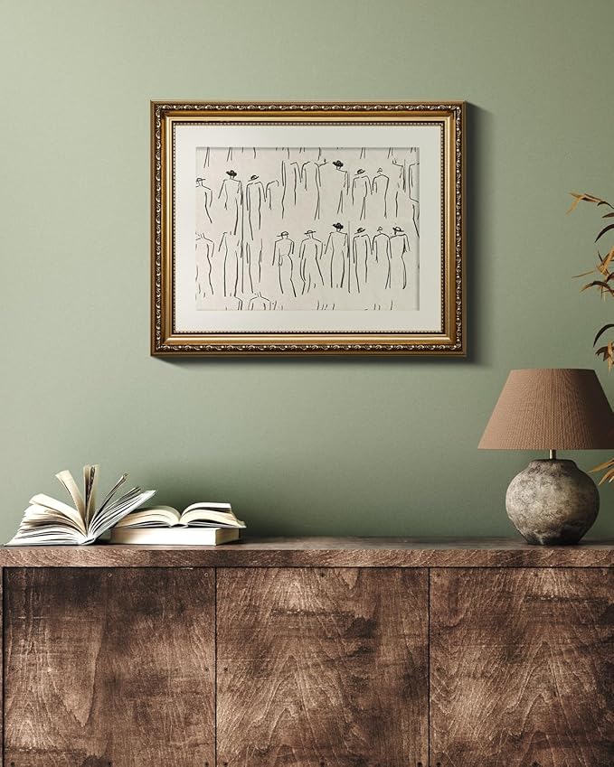 VIYYIEA Gold Framed Wall Art Canvas Print Home Decor Abstract Wall Art Room Decor Minimalist Portrait Artwork Wall Decorations Vintage Bathroom Decor Line-Drawn Wall Pictures Office Decor 13x16in