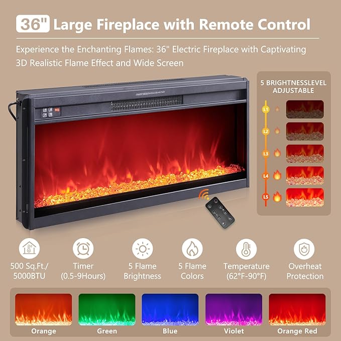 70" Fluted Fireplace TV Stand for 80 Inch TV, Modern Entertainment Center w/36'' Electric Fireplace, Wood Media Console w/Curved Profile Design and Adjustable Shelves for Living Room,Natural Oak