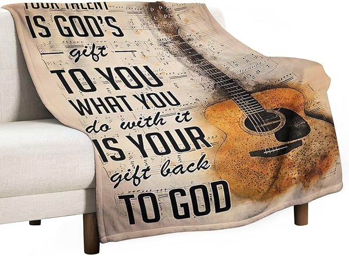 Guitar Music Blanket Guitar Gifts for Girls Women Men Music Throw Blanket Guitar Blanket for Kids Adults Soft Warm Cozy Fleece Blanket for Couch Sofa Bed 50"x60"