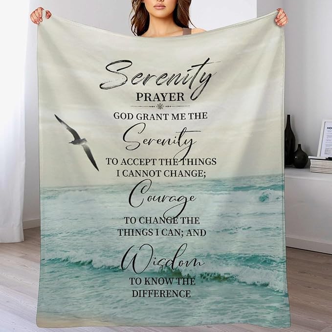 Serenity Prayer Blanket Christian Gifts for Women & Men Religious Throw Blanket Christian Blanket Bible Verse Blanket for Kids Adults Soft Warm Cozy Fleece Blanket for Couch Sofa Bed 60"x80"