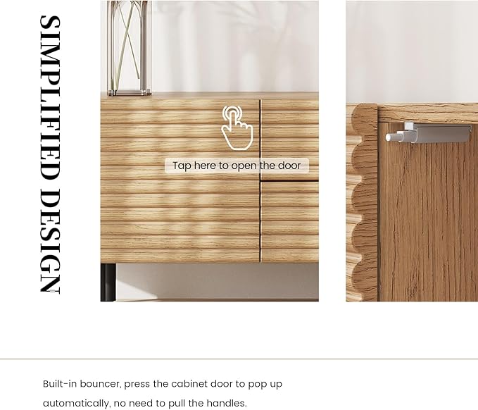 Mid-Century Modern Television Stand, Media Console with Storage Doors, Entertainment Center for TVs up to 60 Inch, Fluted TV Consoles for Living Room,Bedroom