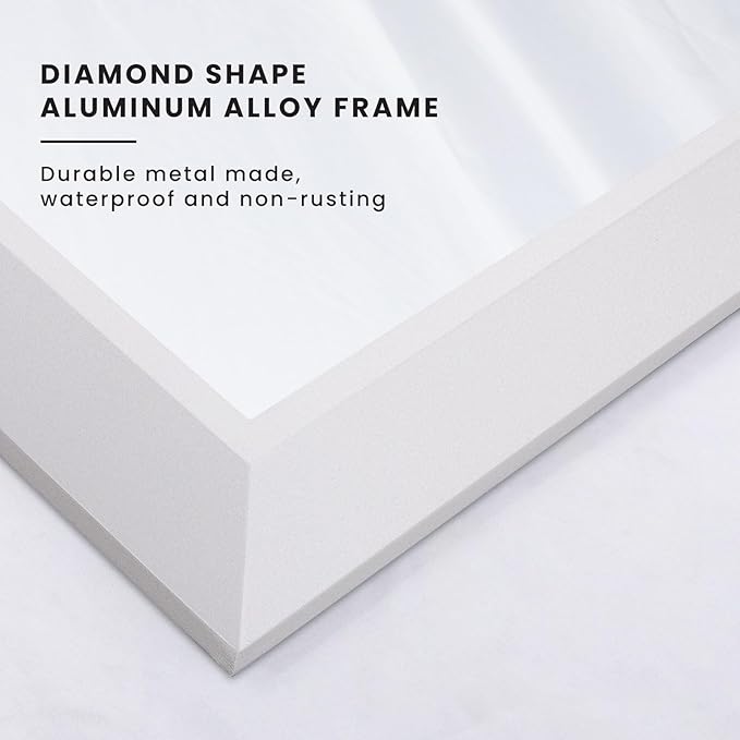 Amorho Bathroom Mirror, 48X32 Inch White Thick Metal Framed Wall Mirrors for Over 2 Sinks, Bedroom, Living Room, Entryway, Large Rectangle Wall-Mounted Mirrors.