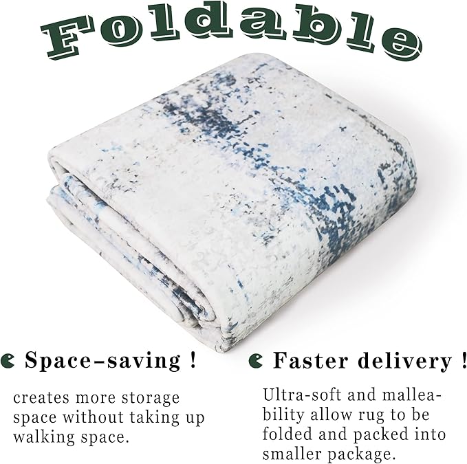 vivorug Runner Rug 2'x7' Machine Washable Non-Slip Runners for Hallways Kitchen Entryway Laundry Room Modern Abstract Carpet Hallway Runner Grey/Navy