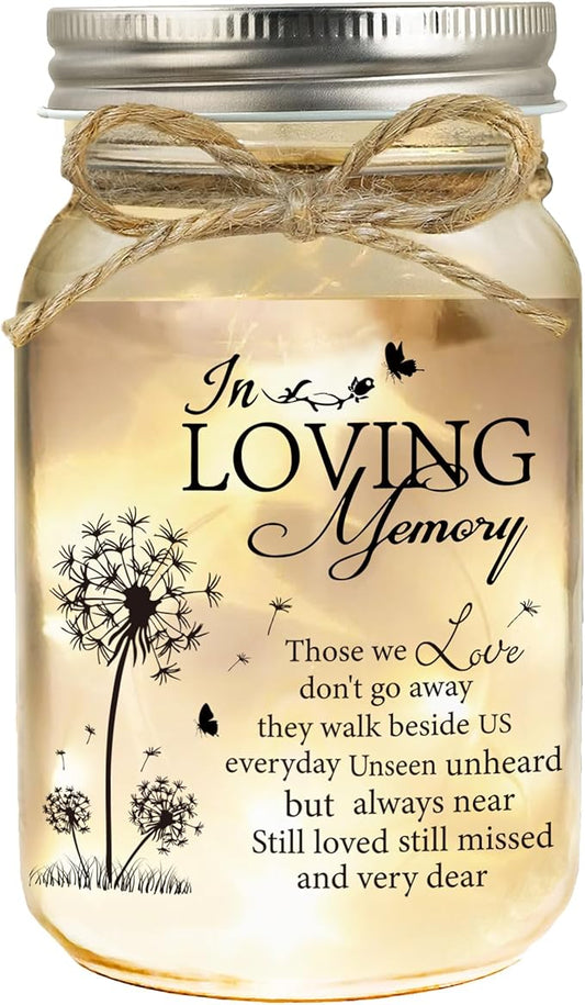 Sympathy Gifts for Loss of Loved One, Memorial Gifts Mason Jar Light - Condolence Gift, Memorial Gifts for Mother Father Grandma, Sympathy Gifts for Loss of Loved One