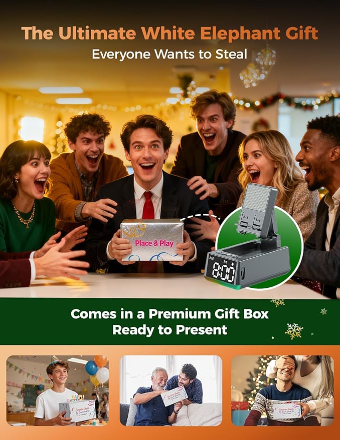 White Elephant Gifts for Adults Useful:Birthday Gift for Men Women Christmas Ideas Induction Speaker Bluetooth HD Sound,Kitchen Gadgets Anniversary Dad Mom Husband Wife Teen Stocking Stuffers (Gray)