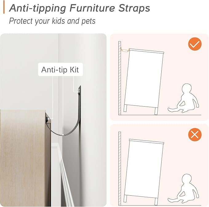 WAMPAT 126" W Large Buffet Sideboard Cabinet with Storages, Modern Buffet Table Coffee Bar Wine Bar Storage Curved Cabinet with 8 Doors for Dining Room, Living Room, Kitchen, Light Oak