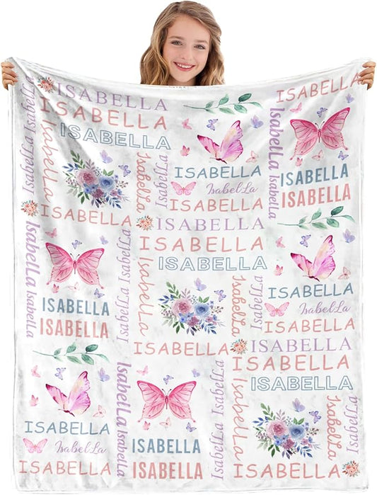 Ships Next Day, Personalized Blanket for Teen Boys Girls, Custom Blanket with Name Customized Flannel Throw Christmas Birthday Blanket Gifts for Kids or Adult