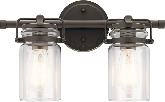 Kichler Lighting Brinley 15.75" 2 Light Vanity Light with Clear Glass in Olde Bronze®