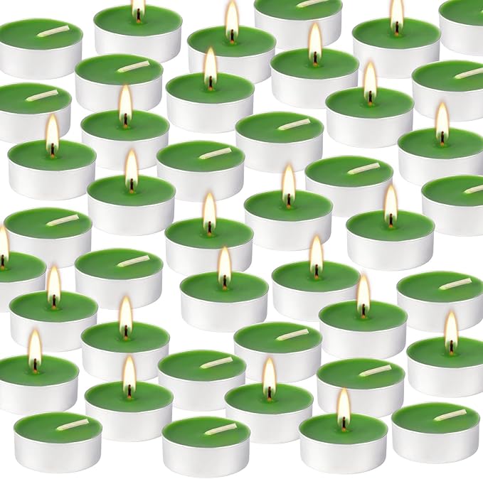 100 Pack Scented Tealight Candles 4 Hours, Spring Aromatherapy Candles for Votive Home, Wedding Holiday and Emergency (Dark Green)
