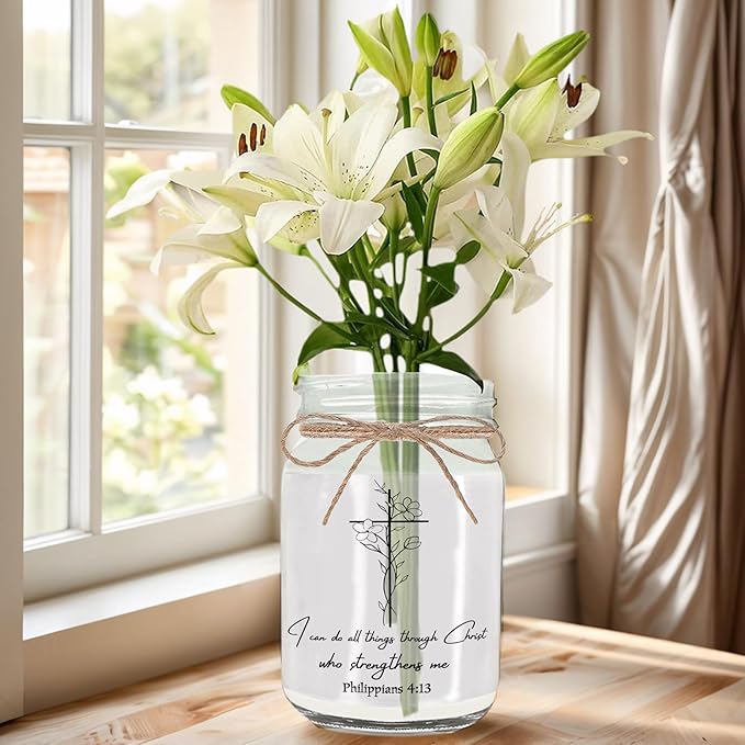 Religious Christian Gifts for Women - baptism gifts for women, Decorative Jar Night Light for Christmas, inspirational gifts for women religious, Gifts for sisters, friends, colleagues, daughters