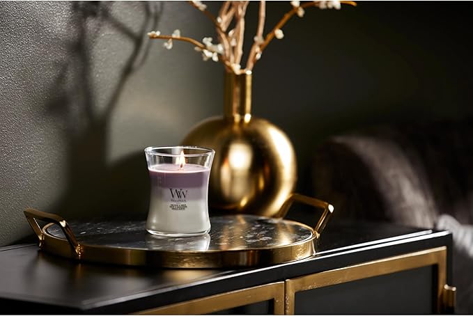 WoodWick Amethyst & Amber Gifts for Women and Men, 9.7 oz Medium Hourglass Trilogy Candle with Crackling Wick