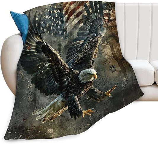 Tijuboni American Eagle Throw Blanket Eagle Gifts for Women Men Girls Boys Kids Adults Soft Flannel Fleece Blanket for Couch Sofa Bed Home Decor 60"x80"