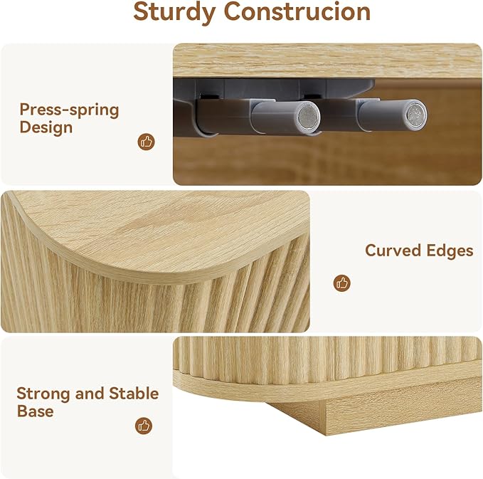 64" Sideboard Buffet Cabinet with Storage, Modern Fluted Accent Credenza with Adjustable Shelves, Wood Media Console Coffee Bar Table for Living Room Kitchen Dining Room, 31.5" H, Natural