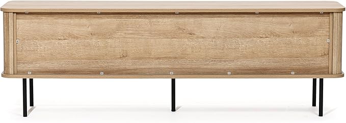 LuxenHome Modern TV Stand for 55/60/65 inch Television, Entertainment Center with Storage Cabinet, Mid Century Modern TV Cabinet with Sliding Doors for Living Room, Bedroom, TV and Media Console Table