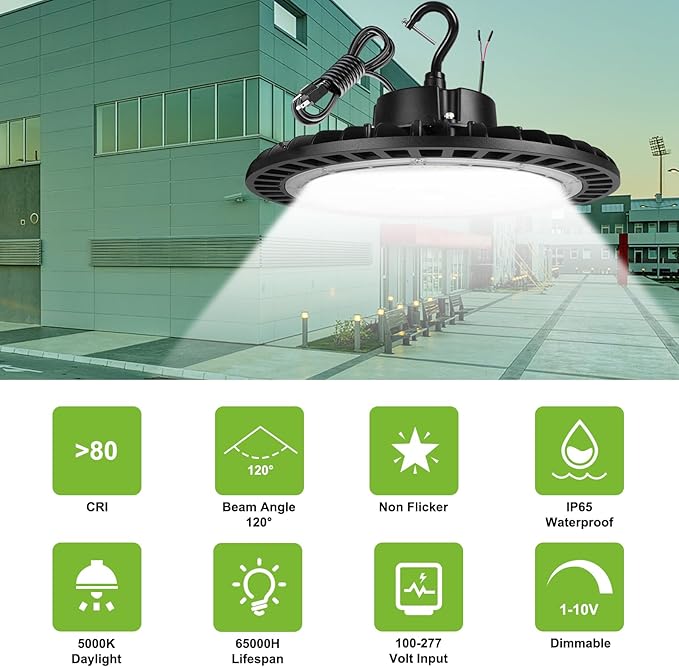 UFO Led High Bay Light 150W 4PACK 5000K High Bay Led Shop Lights 22500lm Dimmable Led High Bay Light with US Plug ETL Listed Shop Light for Warehouse Lights Commercial Bay Lighting