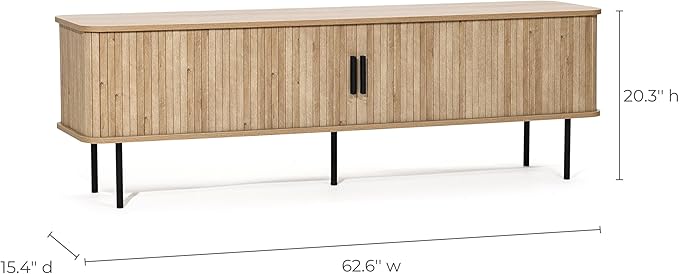 LuxenHome Modern TV Stand for 55/60/65 inch Television, Entertainment Center with Storage Cabinet, Mid Century Modern TV Cabinet with Sliding Doors for Living Room, Bedroom, TV and Media Console Table