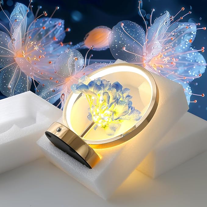 Birthday Gifts for Women Mom,Hydrangeas Flower Touch Lamp,Rechargeable Cordless 3 Way Dimmable Small Night Light for Bedroom,Living Room,Office Home Decor Thank You Gifts for Festival-Blue
