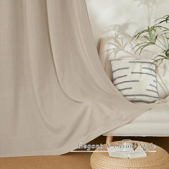 NICETOWN Linen 36 inch Curtains for Kitchen Window, Grommet Thick Flax Linen Taupe Small Window Treatments Privacy Assured with Light Filtering for Cafe/Kids Room, W42 x L36, 2 Panels