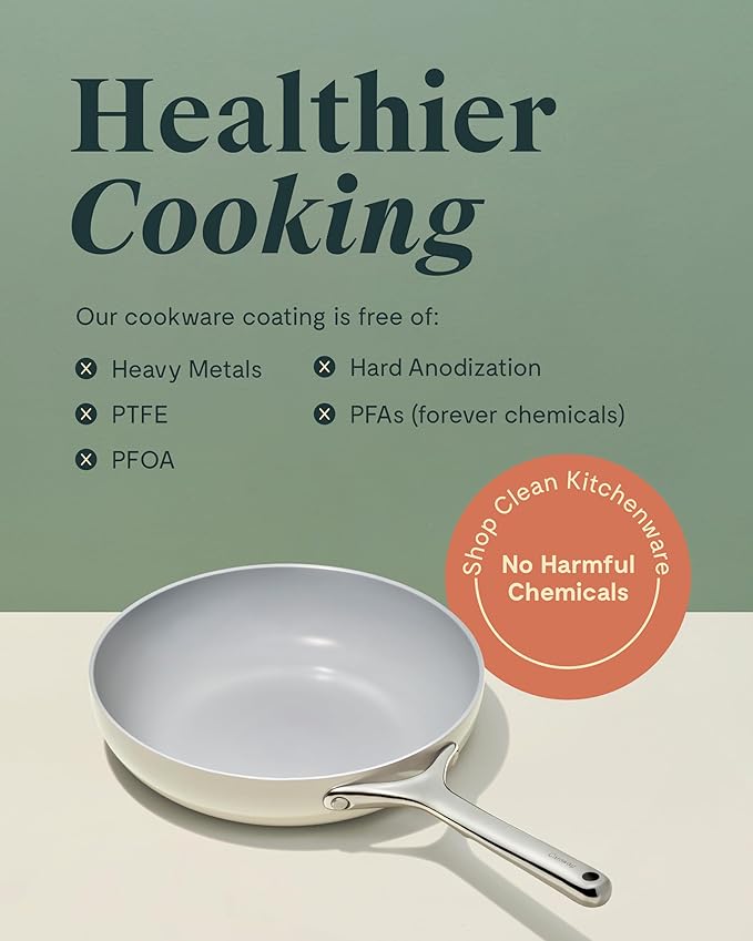 Caraway Fry Pan Duo - Nonstick Ceramic Frying Pan (8" & 10.5”) - Non Toxic, PTFE & PFOA Free - Oven Safe & Compatible with All Stovetops (Gas, Electric & Induction) - Perracotta