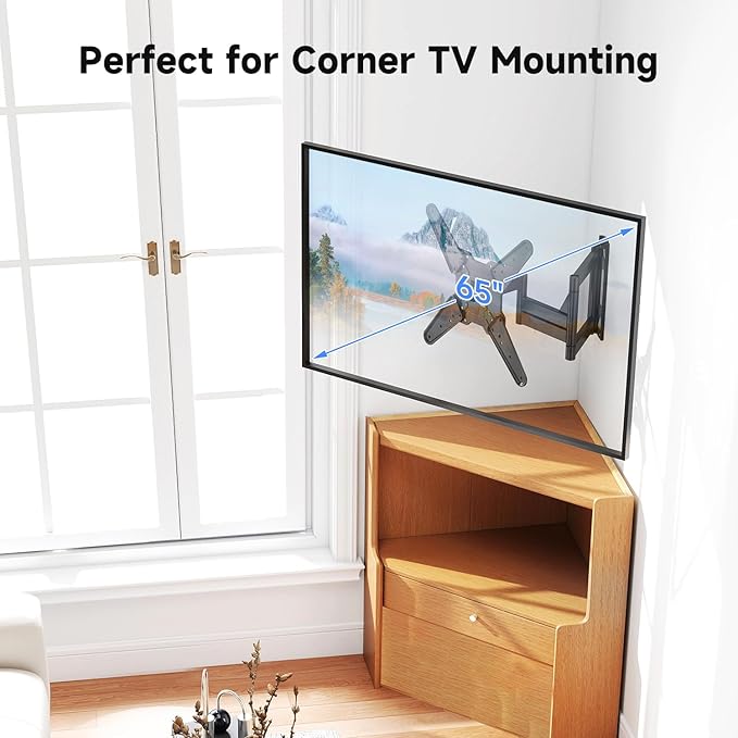 Suptek 30” Long Arm Full Motion TV Wall Mount for 32-65 Inch TVs – Articulating Corner Bracket, Swivel & Tilt, Max VESA 400x400, Holds up to 110 lbs, A7M