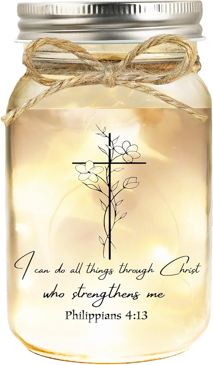 Religious Christian Gifts for Women - baptism gifts for women, Decorative Jar Night Light for Christmas, inspirational gifts for women religious, Gifts for sisters, friends, colleagues, daughters