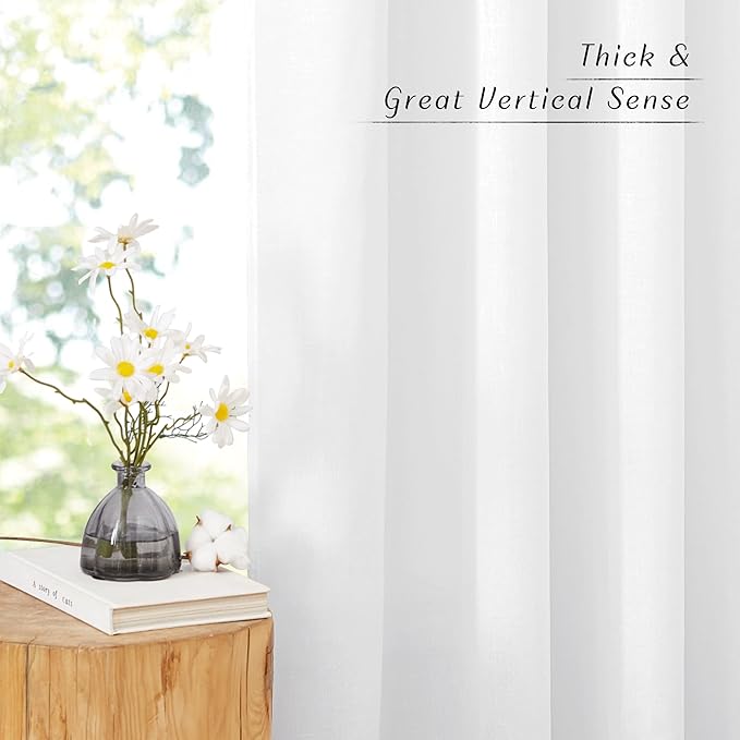 NICETOWN Linen White Curtains for Sliding Glass Door 2 Panels Set, Grommet Thick Room Divider Window Treatment Privacy Assured with Light Filtering for Bedroom/Living Room, W68 x L84