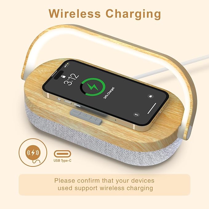 Nightstand Lamp with Wireless Charger,Unique Gifts for Women 4 in 1 Touch Bedside Lamp,Bluetooth Speaker Lamp,Portable Phone Holder,Dimmable LED Night Light Birthday Gifts for Her, Him, Mom,Dad