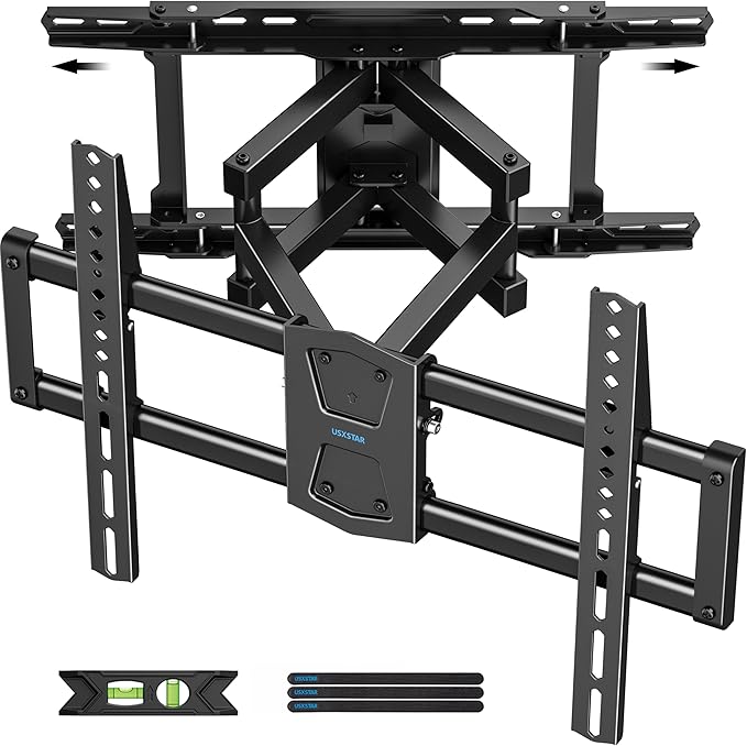 USX STAR Full Motion TV Wall Mount 24 inch Studs for Most 42-86 Inch TVs, Adjustable TV Wall Mount Swivel and Tilt, Loading 110 LBS, Max VESA 600x400mm, Fits 16", 18", 24" Studs