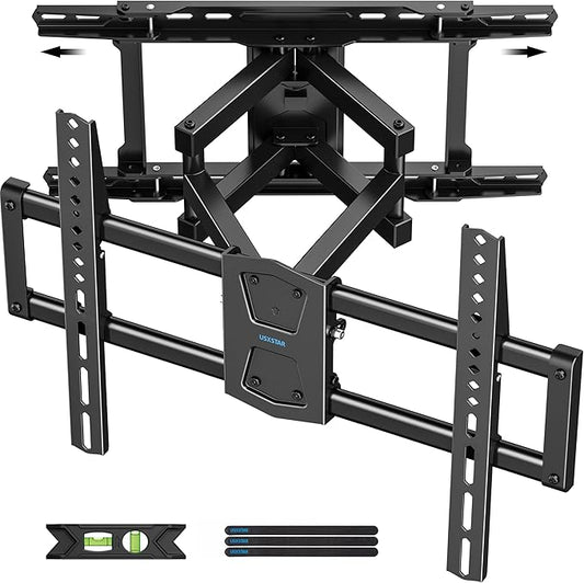 USX STAR Full Motion TV Wall Mount 24 inch Studs for Most 42-86 Inch TVs, Adjustable TV Wall Mount Swivel and Tilt, Loading 110 LBS, Max VESA 600x400mm, Fits 16", 18", 24" Studs