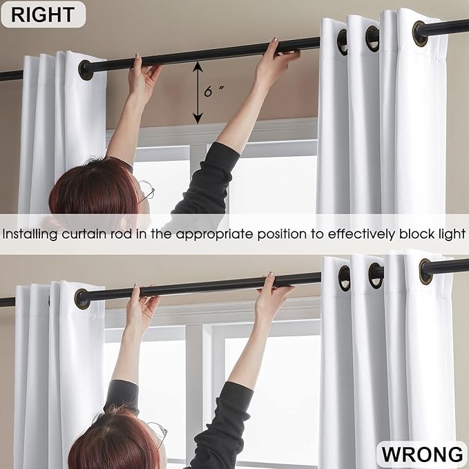 100% Blackout Curtain Panels, 80 inches 2 Panel Sets, Heat and Full Light Blocking Drapes with Grommets for Bedroom, Thermal Insulated Window Treatment Drapes for Nursery (Greyish White, 52Wx80L)