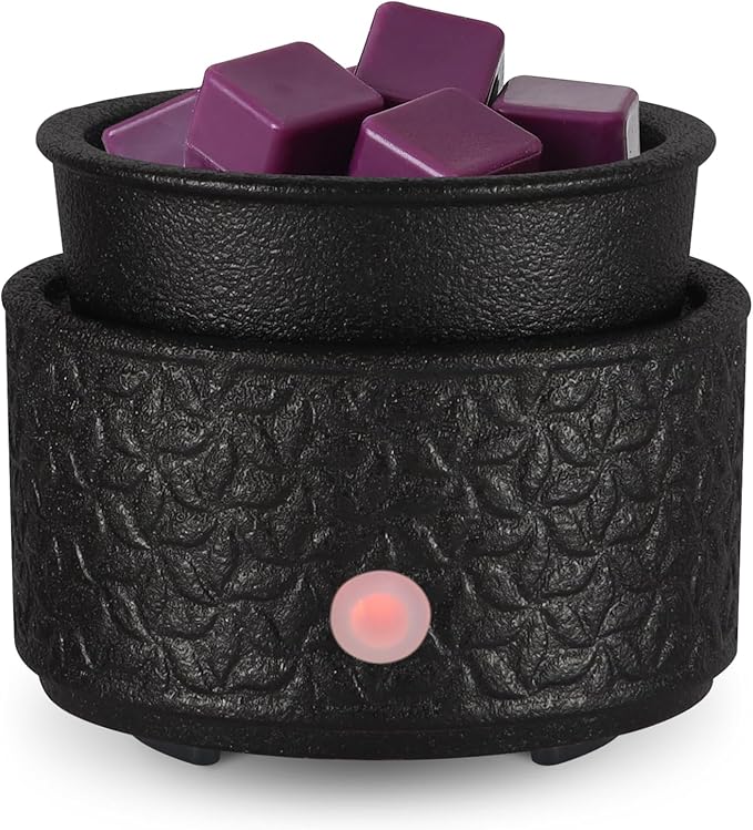 Electric Wax Melt Warmer 4-in-2 Candle Warmer for Scented Wax Melter Cute Ceramic Fragrance Wax Burner for Home Office Bedroom Deco Gift for Women Black