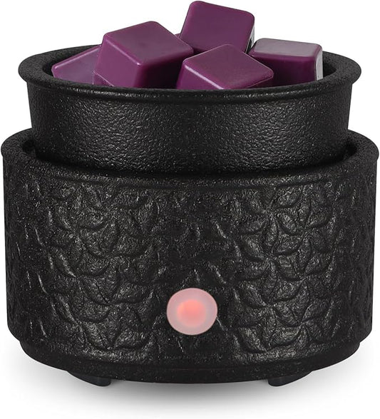 Electric Wax Melt Warmer 4-in-2 Candle Warmer for Scented Wax Melter Cute Ceramic Fragrance Wax Burner for Home Office Bedroom Deco Gift for Women Black