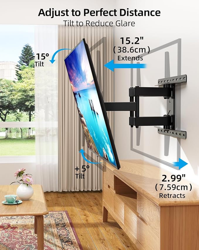 HOME VISION Full Motion TV Wall Mount for Most 32-85 inch TVs up to132 lbs, TV Mount Swivel and Tilt with Dual Articulating Arms, Wall Mount tv Bracket Max VESA 600x400mm, Fits 8" 12" 16" Wood Studs