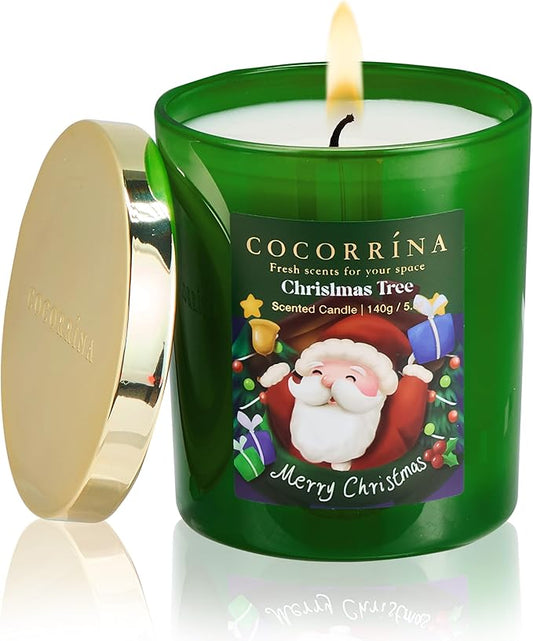 COCORRÍNA Fall Candles - Christmas Tree 5 oz Soy Wax Scented Jar Candles for Home Scented, 31 Hours Burn Time, Aromatherapy Candle Gifts for Men Women (Christmas Edition)