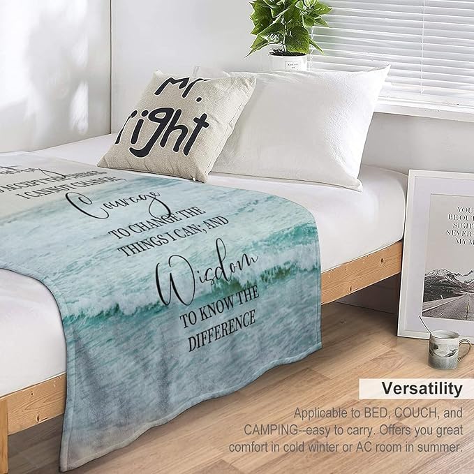 Serenity Prayer Blanket Christian Gifts for Women & Men Religious Throw Blanket Christian Blanket Bible Verse Blanket for Kids Adults Soft Warm Cozy Fleece Blanket for Couch Sofa Bed 60"x80"