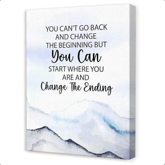 Gwisml You Can'T Go Back And Change The Beginning Wall Decore,Inspirational Quotes Canvas Frame Paintings For Home Office Workplace Wall Art Decor
