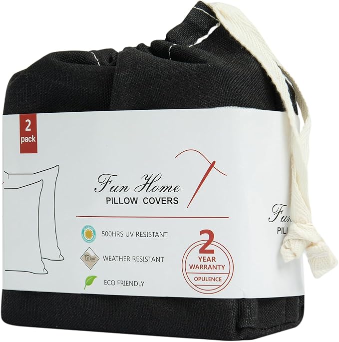 Waterproof Outdoor Throw Pillow Covers Set of 2,Home Decor for Garden Patio Furniture,Couch,Sofa 18 x18 Inch Decorative Pillows Cover Only,NO Insert(Black White)