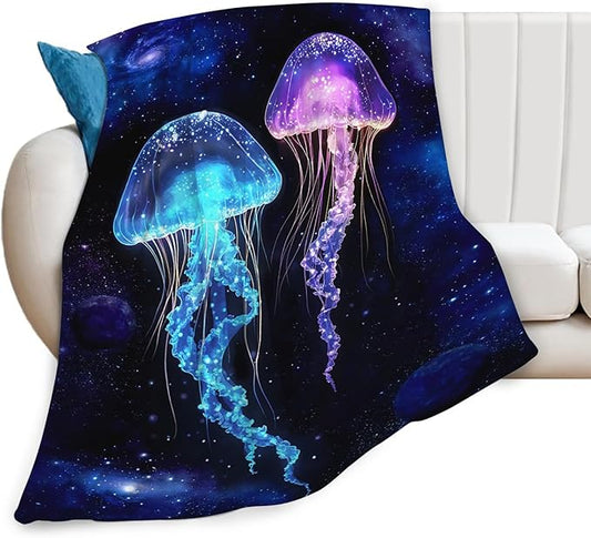 Tijuboni Jellyfish Throw Blanket Jellyfish Gifts for Girls Boys Women Men Kids Adults Soft Flannel Fleece Blanket for Couch Sofa Bed Home Decor 60"x80"