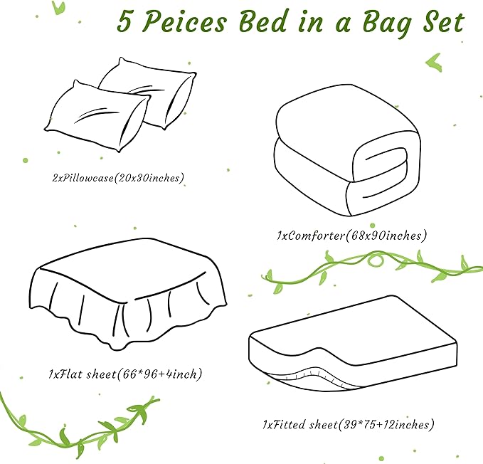 NTBAY Twin Comforter Set with Sheets, 5 Pieces Soft and Breathable Twin Bedding Set, Bed in a Bag, Down Alternative Comforter Set Solid Color All Season, Kids Bedding Set, Smoke Grey