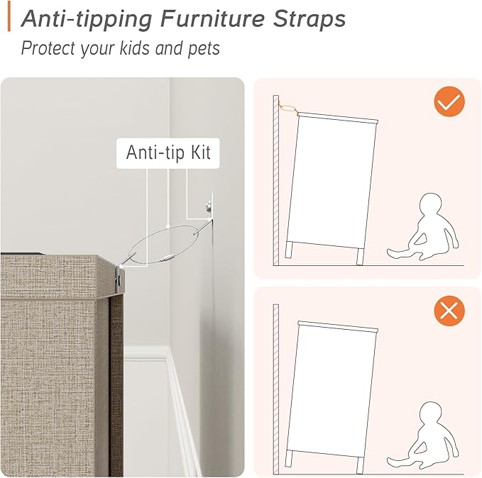 WAMPAT Bedroom Dresser with 3 Drawers, 35.4" Wide Wood Kids Dressers, Chest of Drawers, Modern Closet Organizer Bachelors Chest w/Solid Wood Legs for Living Room, Baby Room, Nursery, Beige