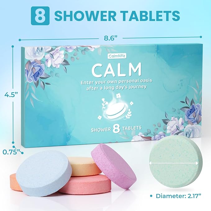 Shower Steamers 8 Pack Set Shower Bombs Tablets in Box with 8 Fragrances with Shea Butter for Self-Care & Relaxation, Idea for Christmas, Women and Men