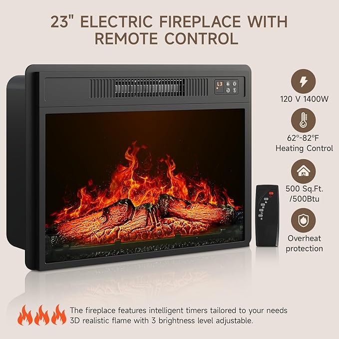 70.8" Fluted Fireplace TV Stand with 23" Electric Fireplace, Modern Chic Entertainment Center for TVs Up to 80 inches, Wooden Curved Media Console with Sliding Doors for Living Room, White Oak