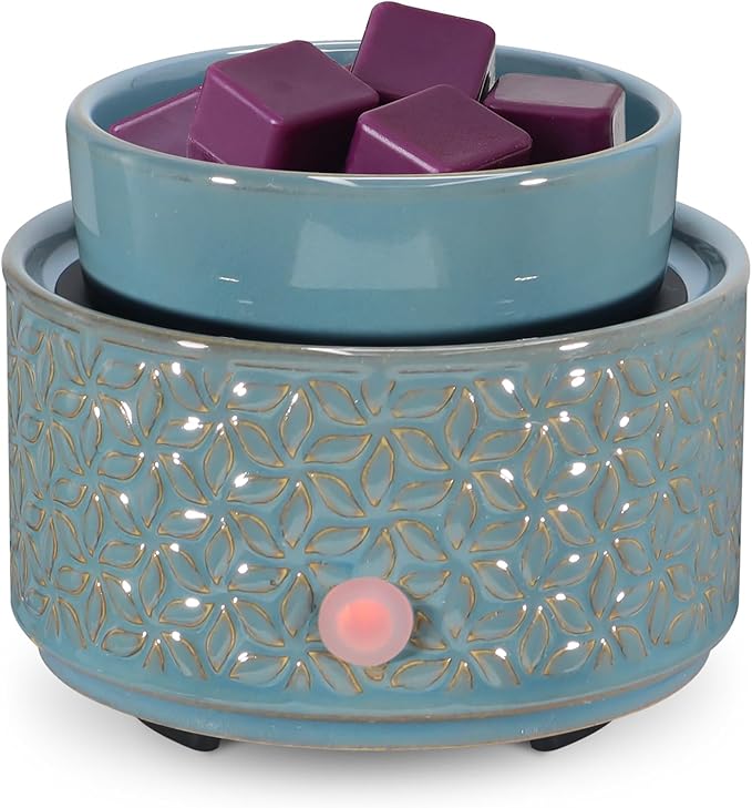 Electric Wax Melt Warmer 4-in-1 Candle Warmer for Scented Wax Melter Cute Ceramic Fragrance Wax Burner for Home Office Bedroom Deco Gift for Women Dark Blue